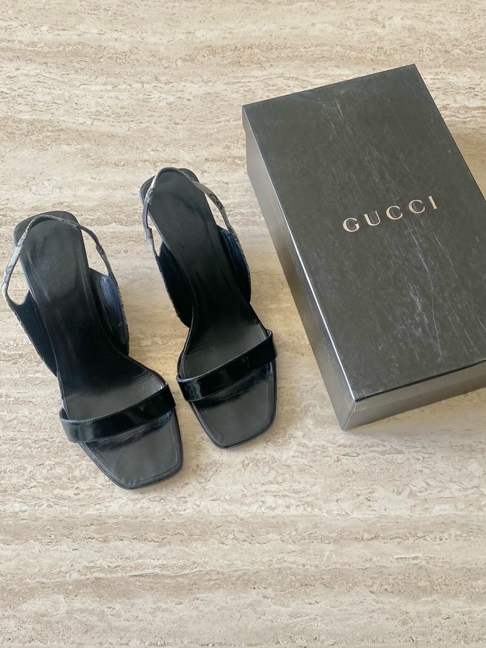Vintage Gucci GG Canvas Slingback Wedge Sandals - Picture 2 of 9